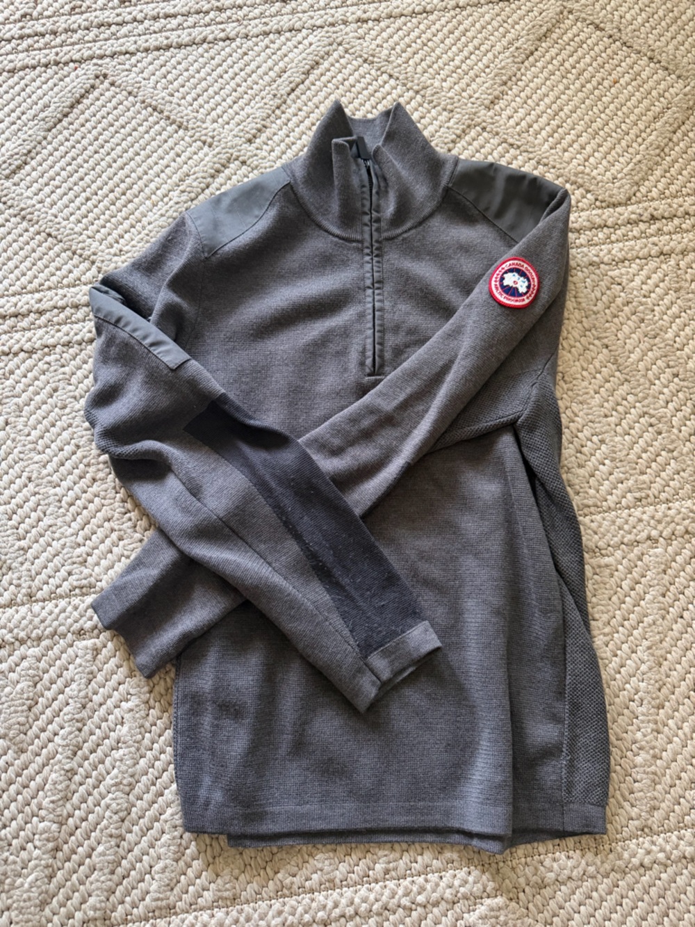 Canada Goose Charcoal Gray Quarter-Zip Pullover with Patch